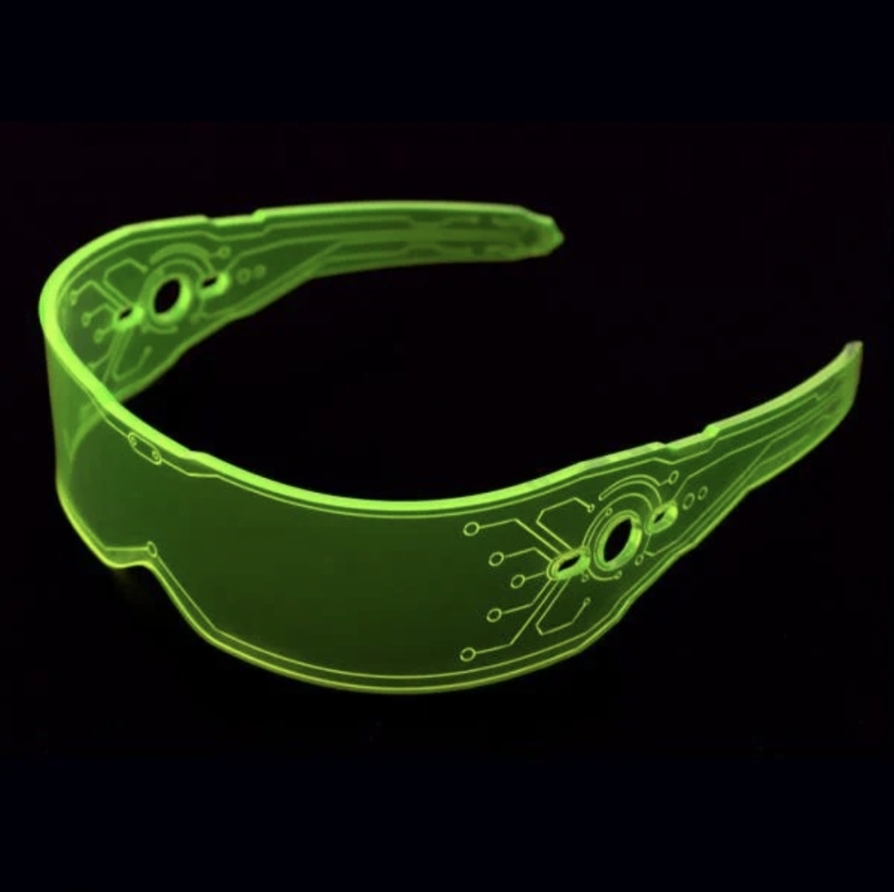 Cyberdog Neon Yellow Futuristic Microchip Visor Glasses Cyberpunk Goth Rave